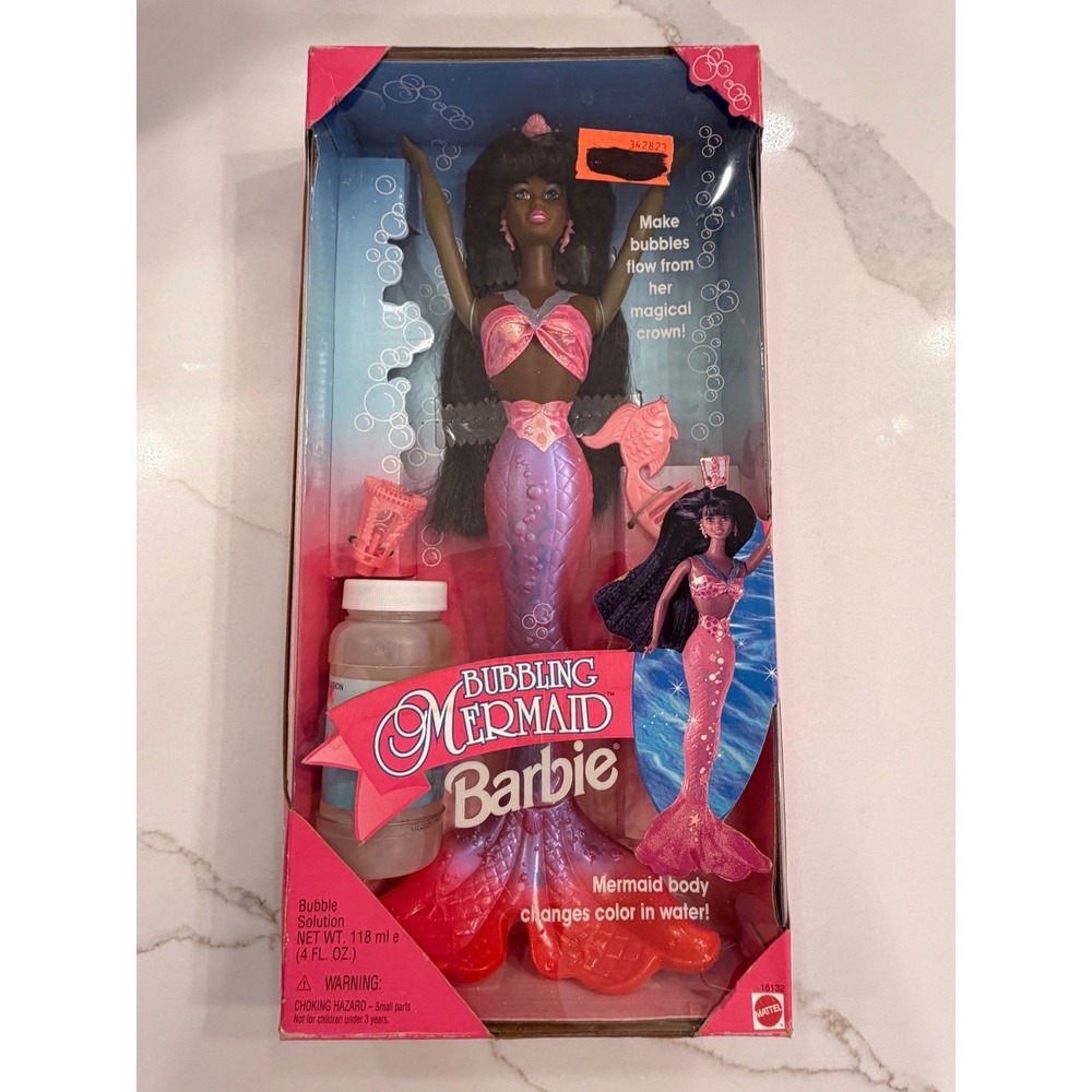 Vintage 1996 Bubbling Mermaid Barbie African American Mattel 16132 NIB